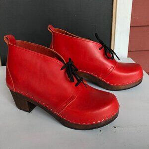 Sandgrens red Chukka clog lace boots, European size 39 = US 8.5